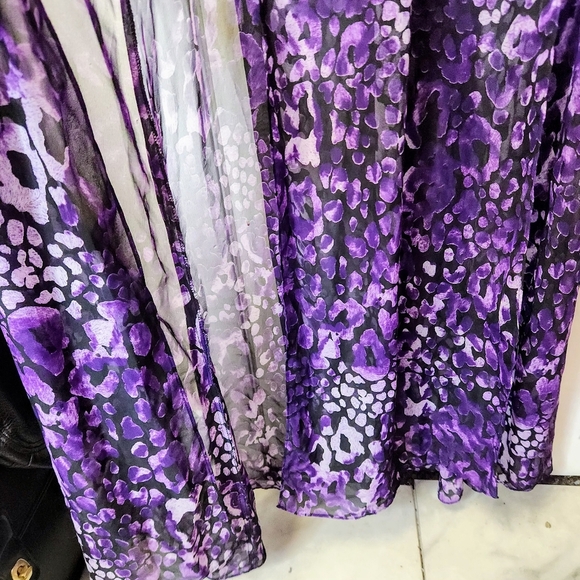 Hailey by Adrianna Papell Purple Criss-Cross Back Chiffon Sheer Maxi Dress SZ 12 - Picture 14 of 16